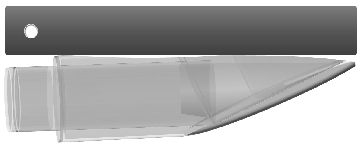 The mouthpiece - lay from the side The mouthpiece - lay from the side
